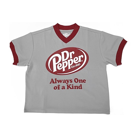 Dr Pepper Always One Of A Kind Womens Juniors V Neck Short Sleeve Regular Fit Graphic T-Shirt
