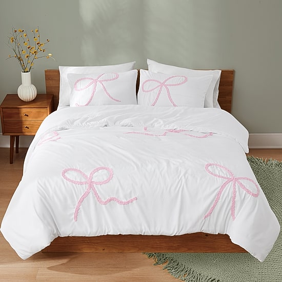 Truly Soft Textured Bow Comforter Set