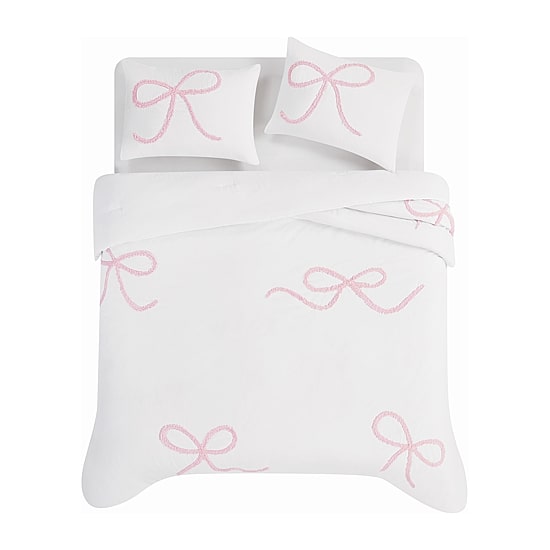 Truly Soft Textured Bow Comforter Set