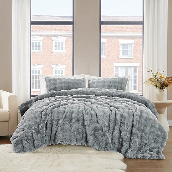Brooklyn Loom Bubble Faux Fur Comforter Set