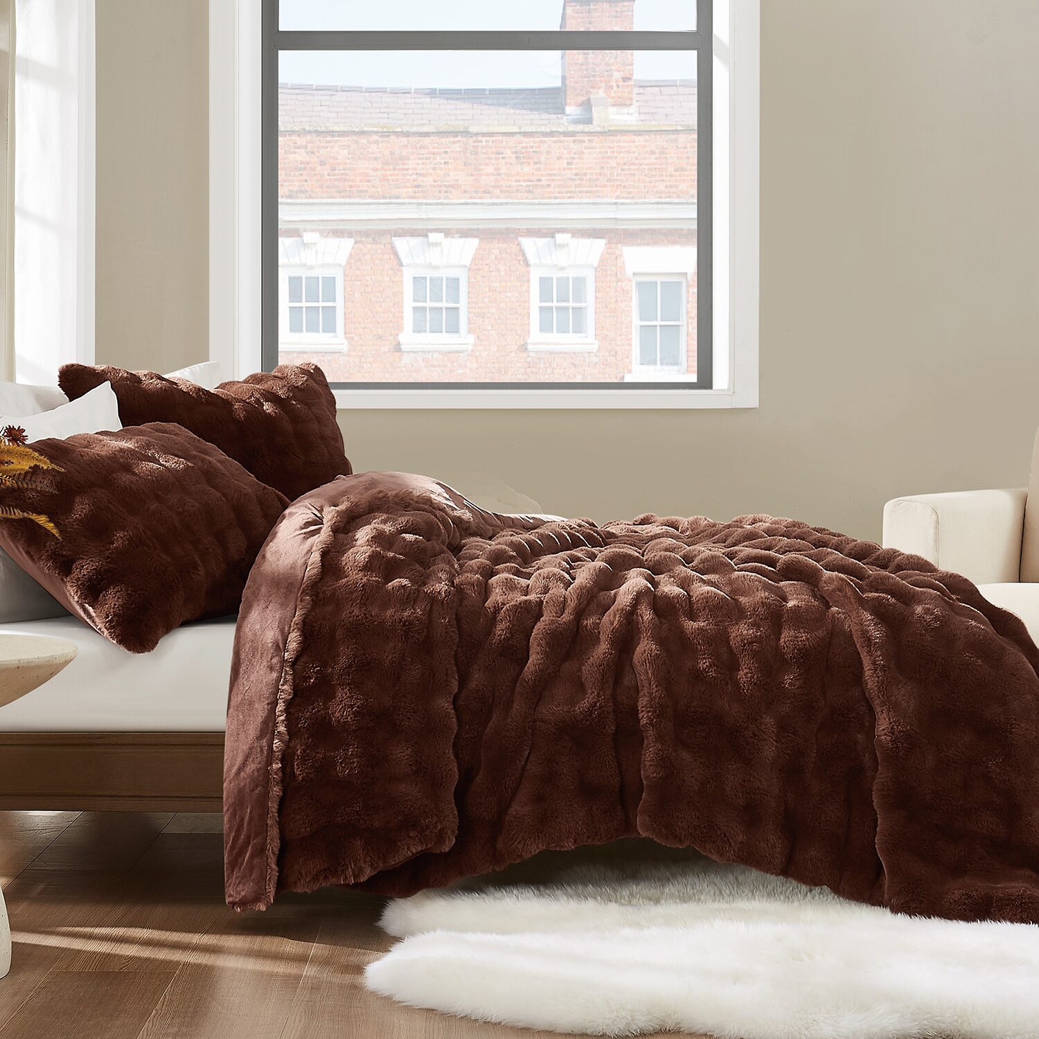Brooklyn Loom Bubble Faux Fur Comforter Set