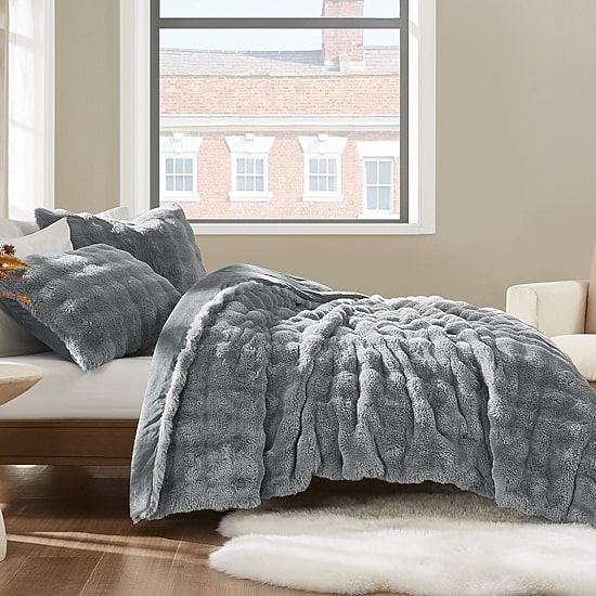 Brooklyn Loom Bubble Faux Fur Comforter Set