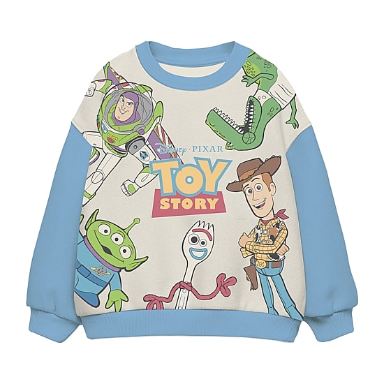 Disney Collection Little & Big Kid Boys Crew Neck Long Sleeve Regular Fit Buzz Lightyear Rex Woody Graphic T-Shirt