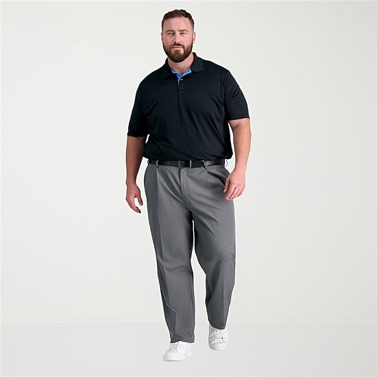 Haggar Cool Right Performance Flex Mens Classic Fit Big and Tall Pleated Pant
