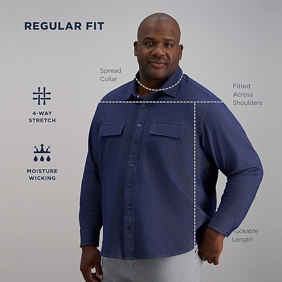 Haggar Mens Long Sleeve Regular Fit Big and Tall Button-Down Shirt