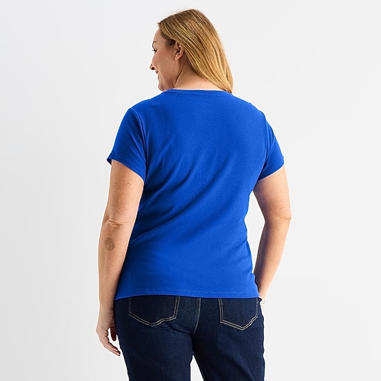 Liz Claiborne Womens Plus Crew Neck Short Sleeve T-Shirt