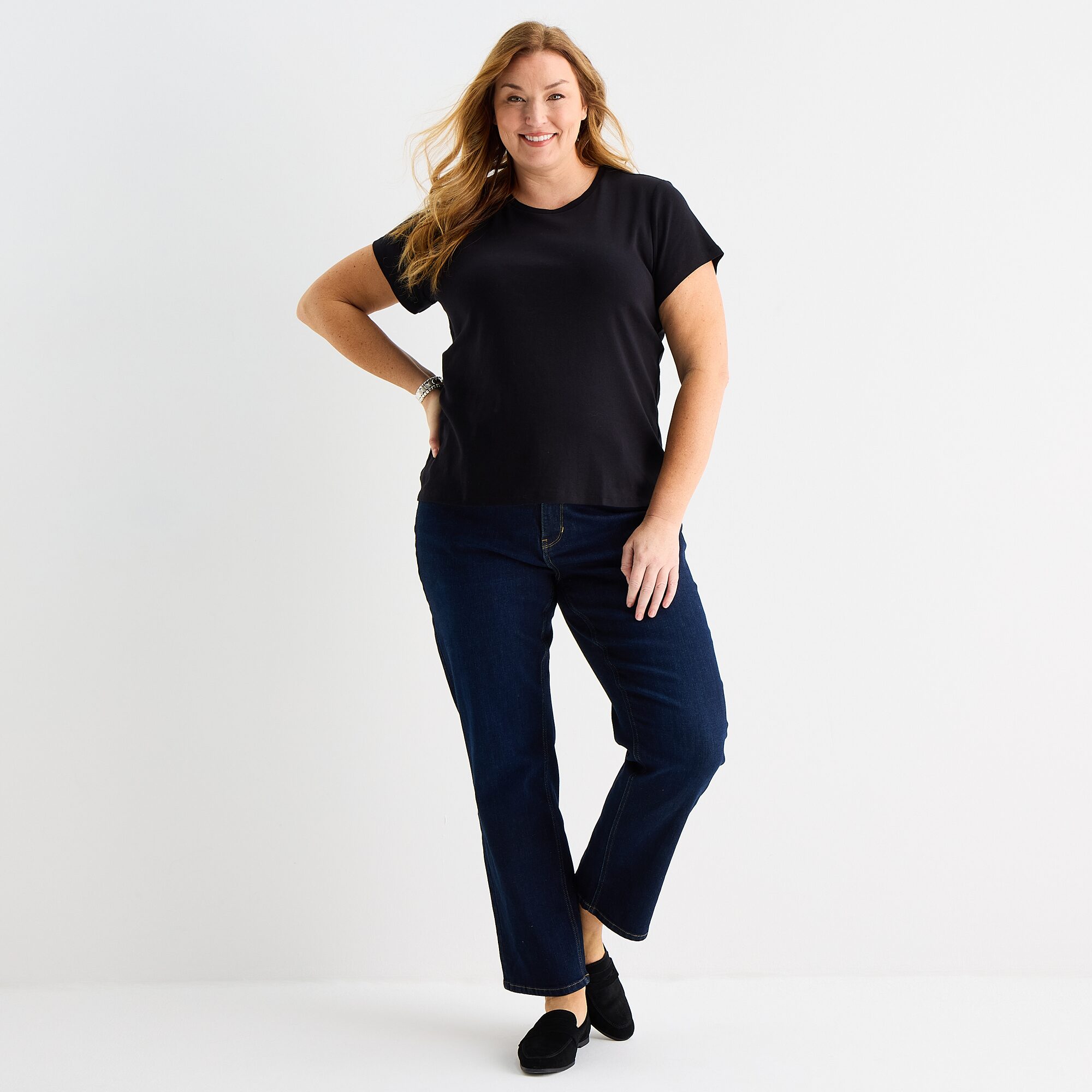 Liz Claiborne Womens Plus Crew Neck Short Sleeve T-Shirt