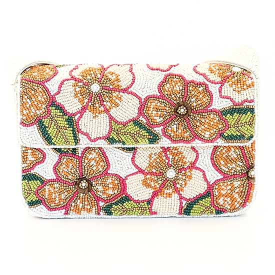 SOL and MER Beaded Floral Baguette Shoulder Bag