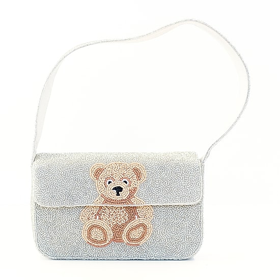 SOL and MER Beaded Bear Baguette Shoulder Bag