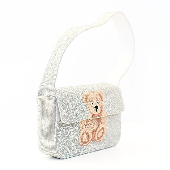 SOL and MER Beaded Bear Baguette Shoulder Bag