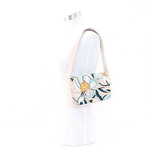 SOL and MER Beaded Floral Baguette Shoulder Bag