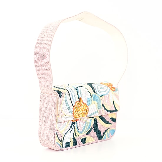 SOL and MER Beaded Floral Baguette Shoulder Bag