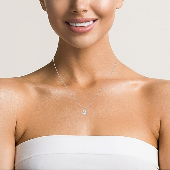 (I-J/Vs1-Vs2) Womens 1 CT. T.W. Lab Grown White Diamond 14K Gold Pear 18 Inch Pendant Necklace