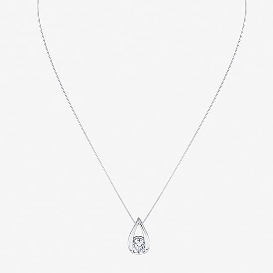 (I-J/Vs1-Vs2) Womens 1 CT. T.W. Lab Grown White Diamond 14K Gold Pear 18 Inch Pendant Necklace