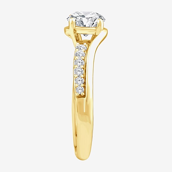 Signature By Modern Bride (F/Vs2) Womens 1 1/2 CT. T.W. Lab Grown White Diamond 10K Gold Side Stone Engagement Ring