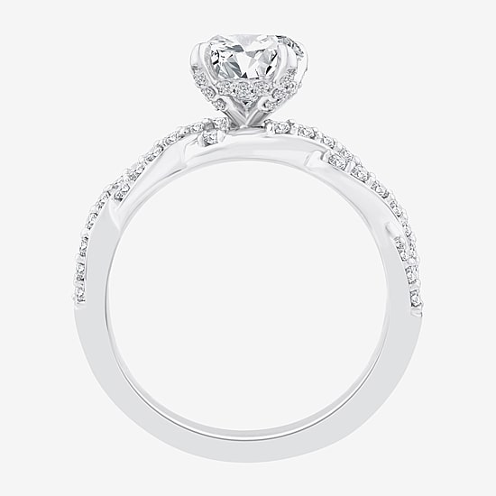 Signature By Modern Bride (F / Vs2) Womens 2 CT. T.W. Lab Grown White Diamond 10K Gold Side Stone Engagement Ring