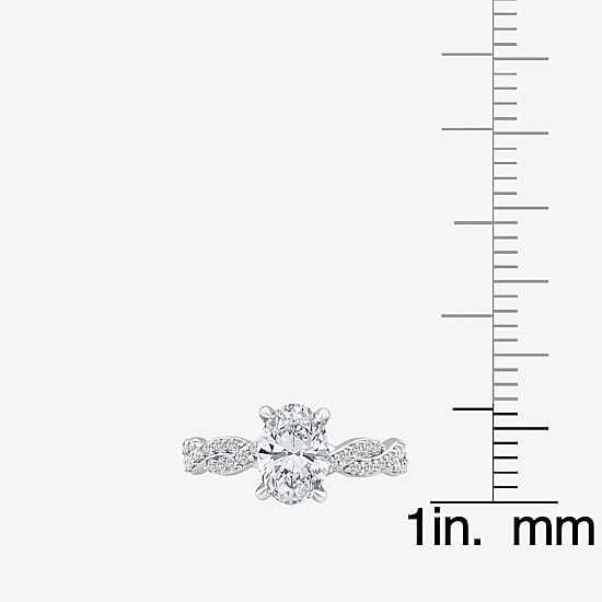 Signature By Modern Bride (F / Vs2) Womens 2 CT. T.W. Lab Grown White Diamond 10K Gold Side Stone Engagement Ring