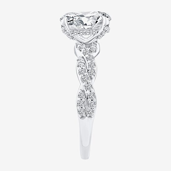 Signature By Modern Bride (F / Vs2) Womens 2 CT. T.W. Lab Grown White Diamond 10K Gold Side Stone Engagement Ring