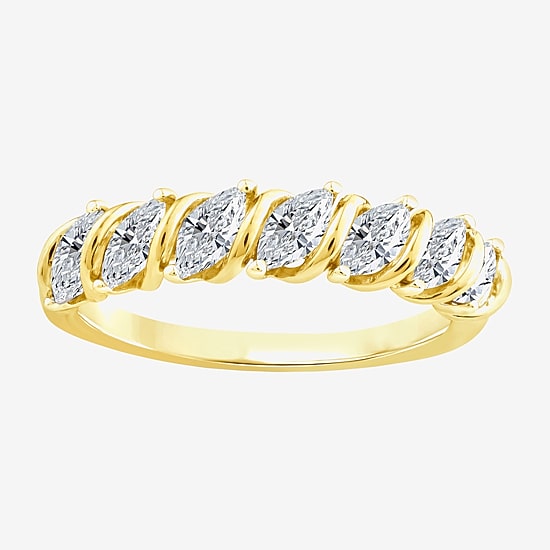 (F / Vs2) Womens 1 CT. T.W. Lab Grown White Diamond 10K Gold Anniversary Wedding Band
