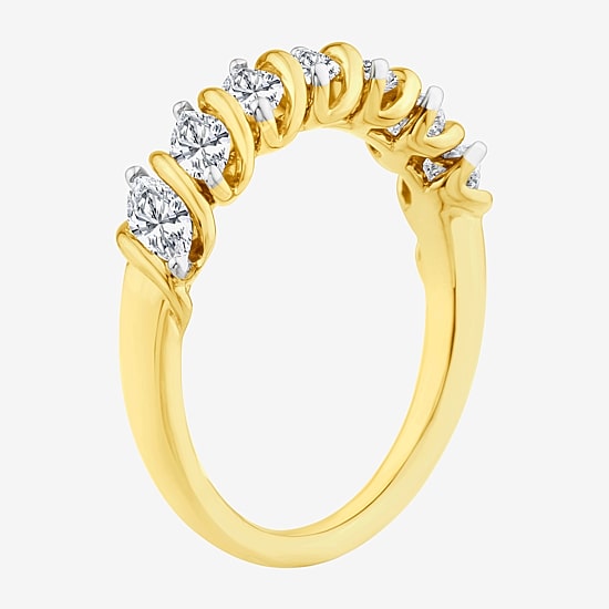 (F / Vs2) Womens 1 CT. T.W. Lab Grown White Diamond 10K Gold Anniversary Wedding Band