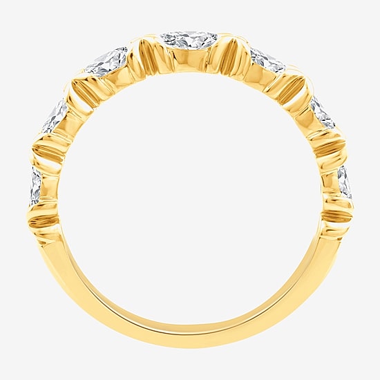 (F / Vs2) Womens 1/2 CT. T.W. Lab Grown White Diamond 10K Gold Anniversary Wedding Band