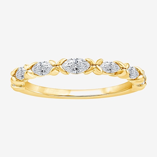 (F / Vs2) Womens 1/2 CT. T.W. Lab Grown White Diamond 10K Gold Anniversary Wedding Band