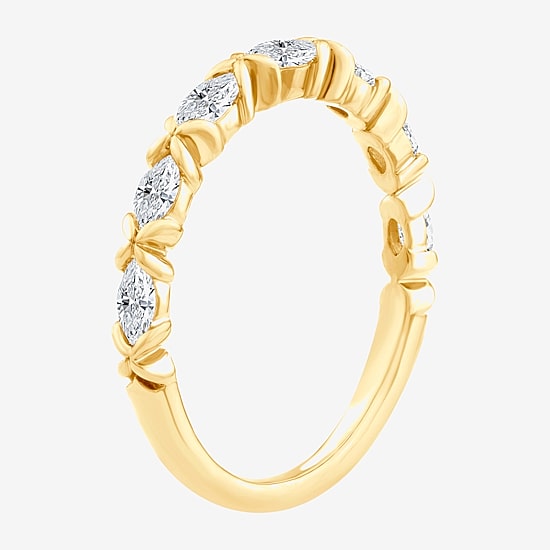 (F / Vs2) Womens 1/2 CT. T.W. Lab Grown White Diamond 10K Gold Anniversary Wedding Band