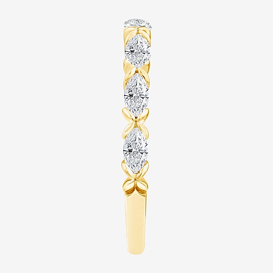 (F / Vs2) Womens 1/2 CT. T.W. Lab Grown White Diamond 10K Gold Anniversary Wedding Band