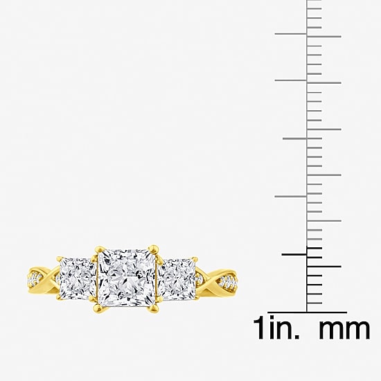 Love Lives Forever (F / Vs2) Womens 2 CT. T.W. Lab Grown White Diamond 10K Gold Side Stone 3-Stone Engagement Ring