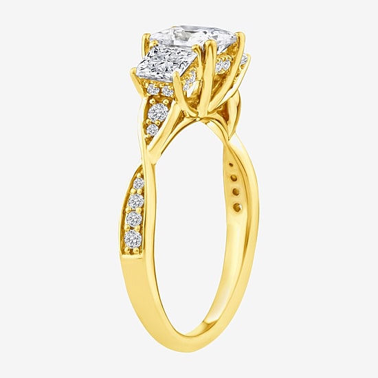 Love Lives Forever (F / Vs2) Womens 2 CT. T.W. Lab Grown White Diamond 10K Gold Side Stone 3-Stone Engagement Ring