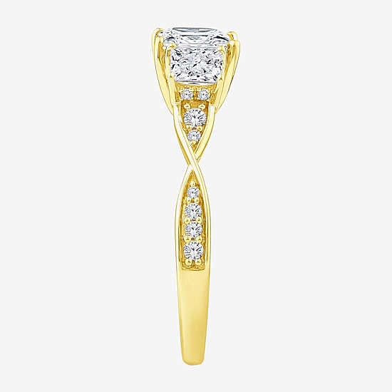 Love Lives Forever (F / Vs2) Womens 2 CT. T.W. Lab Grown White Diamond 10K Gold Side Stone 3-Stone Engagement Ring