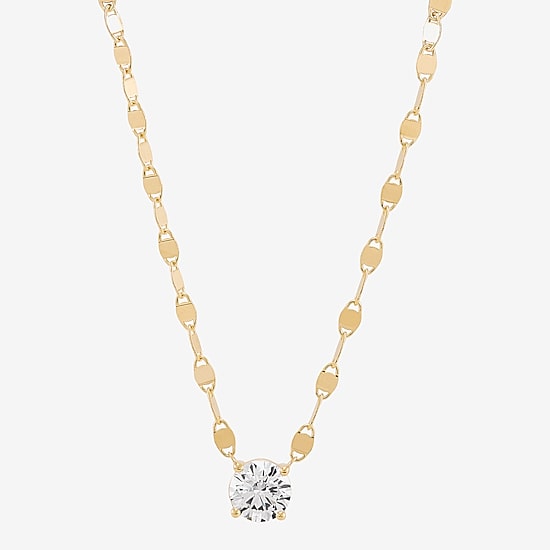 Silver Addiction Womens Lab Created White Cubic Zirconia 14K Gold Over Silver 18 Inch Pendant Necklace