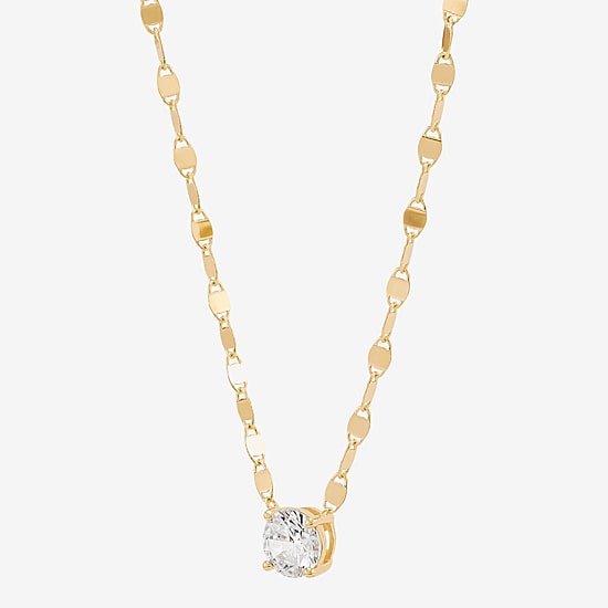 Silver Addiction Womens Lab Created White Cubic Zirconia 14K Gold Over Silver 18 Inch Pendant Necklace