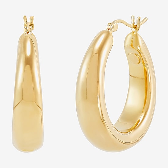 Silver Addiction Womens 14K Gold Over Silver 25.9mm Hoop Earrings