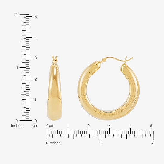 Silver Addiction Womens 14K Gold Over Silver 25.9mm Hoop Earrings