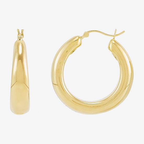 Silver Addiction Womens 14K Gold Over Silver 25.9mm Hoop Earrings