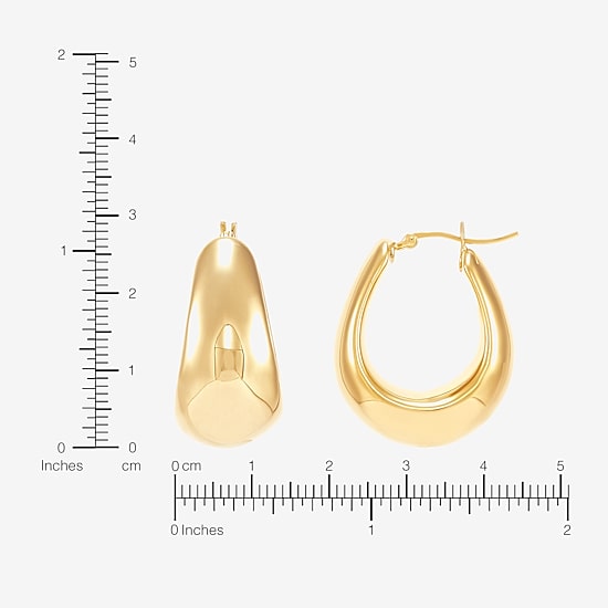 Silver Addiction Womens 14K Gold Over Silver 25.4mm Hoop Earrings