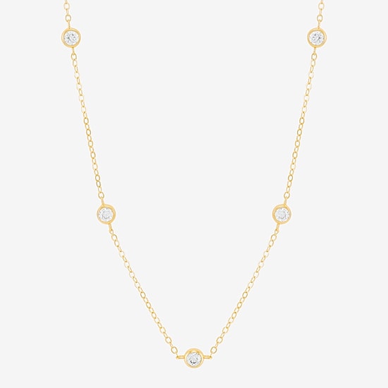 Silver Addiction Womens 14K Gold Over Silver 17 Inch Cable Chain Necklace