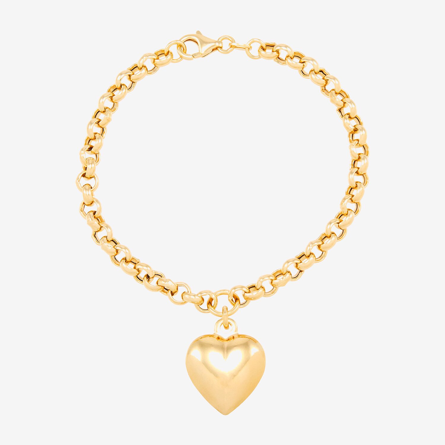 Silver Addiction Womens 14K Gold Over Silver Heart Charm Bracelet