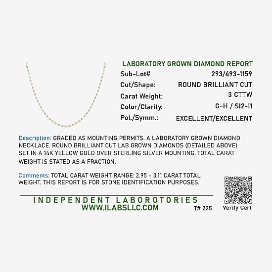 Diamond Addiction G-H / Si2-I1 Womens White Diamond 14K Gold Over Silver 17 Inch Tennis Necklace