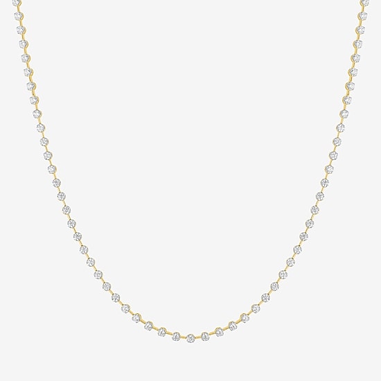 Diamond Addiction G-H / Si2-I1 Womens White Diamond 14K Gold Over Silver 17 Inch Tennis Necklace
