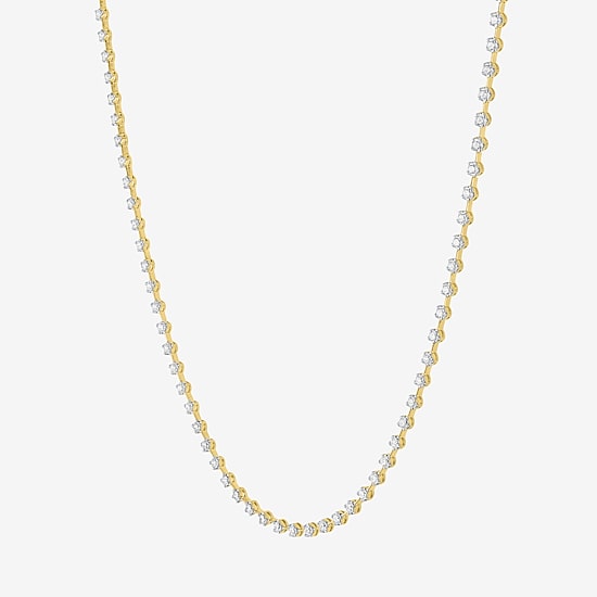 Diamond Addiction G-H / Si2-I1 Womens White Diamond 14K Gold Over Silver 17 Inch Tennis Necklace