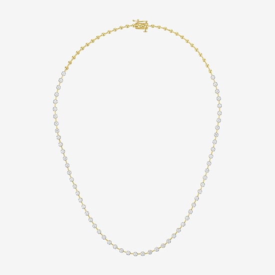 Diamond Addiction G-H / Si2-I1 Womens White Diamond 14K Gold Over Silver 17 Inch Tennis Necklace