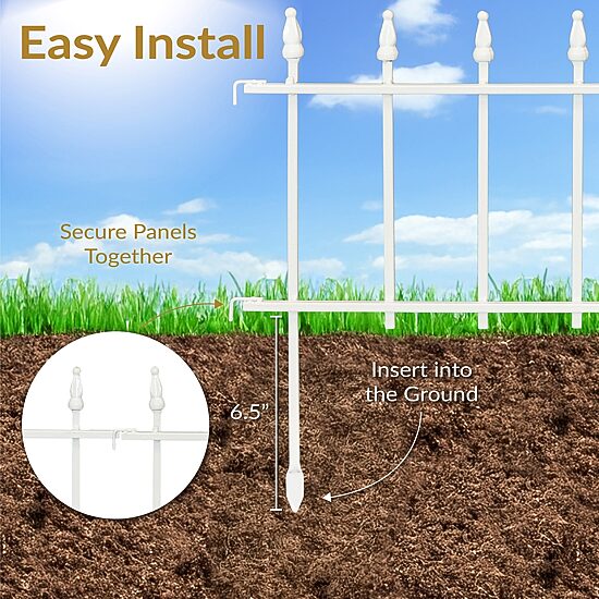 Net Health Shops Border Fence Panels 5-Piece Metal Yard Stake