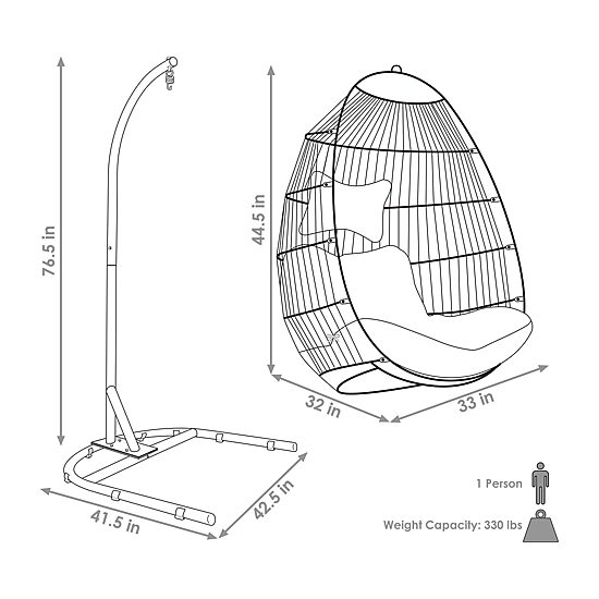 Julia Hanging Egg Chair with Cushion and Stand