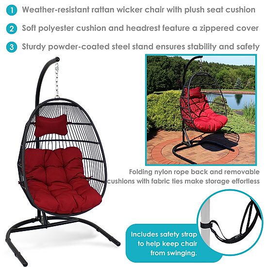 Julia Hanging Egg Chair with Cushion and Stand