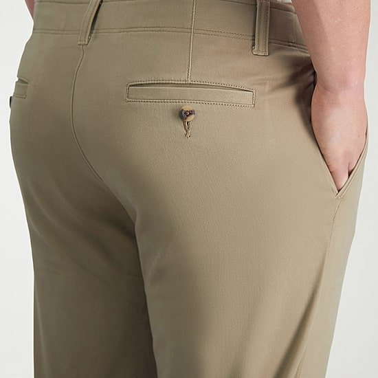 Haggar Life Khaki Chino Mens Comfort Waistband Slim Fit Flat Front Pant