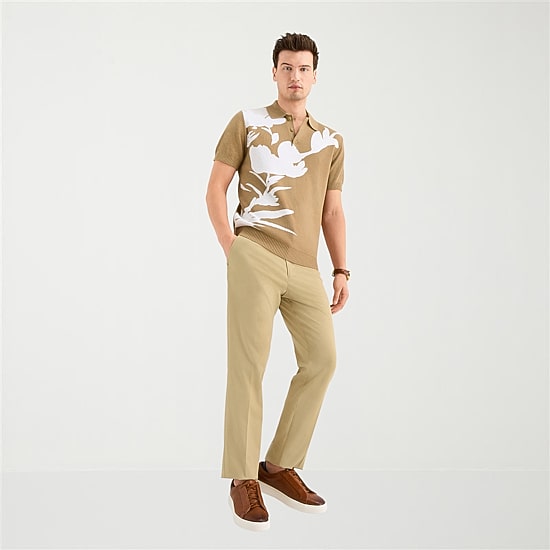 J. Ferrar Floral Print Mens Short Sleeve Button Polo Sweater