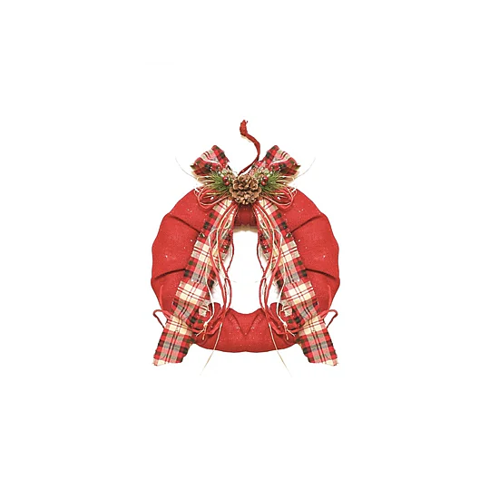 Red Plaid Bow and Pine Accents Artificial Christmas Wreath - 13-Inch  Unlit