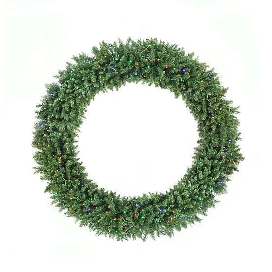 Pre-Lit Buffalo Fir Commercial Artificial Christmas Wreath - 5-Foot  Multi LED Lights